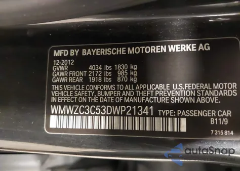 2013 Mini Countryman Cooper S из США, поврежденный, VIN WMWZC3C53DWP21341